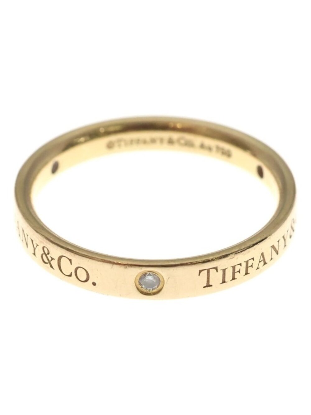 Tiffany & Co Flat Band Diamond Ring Yellow Gold